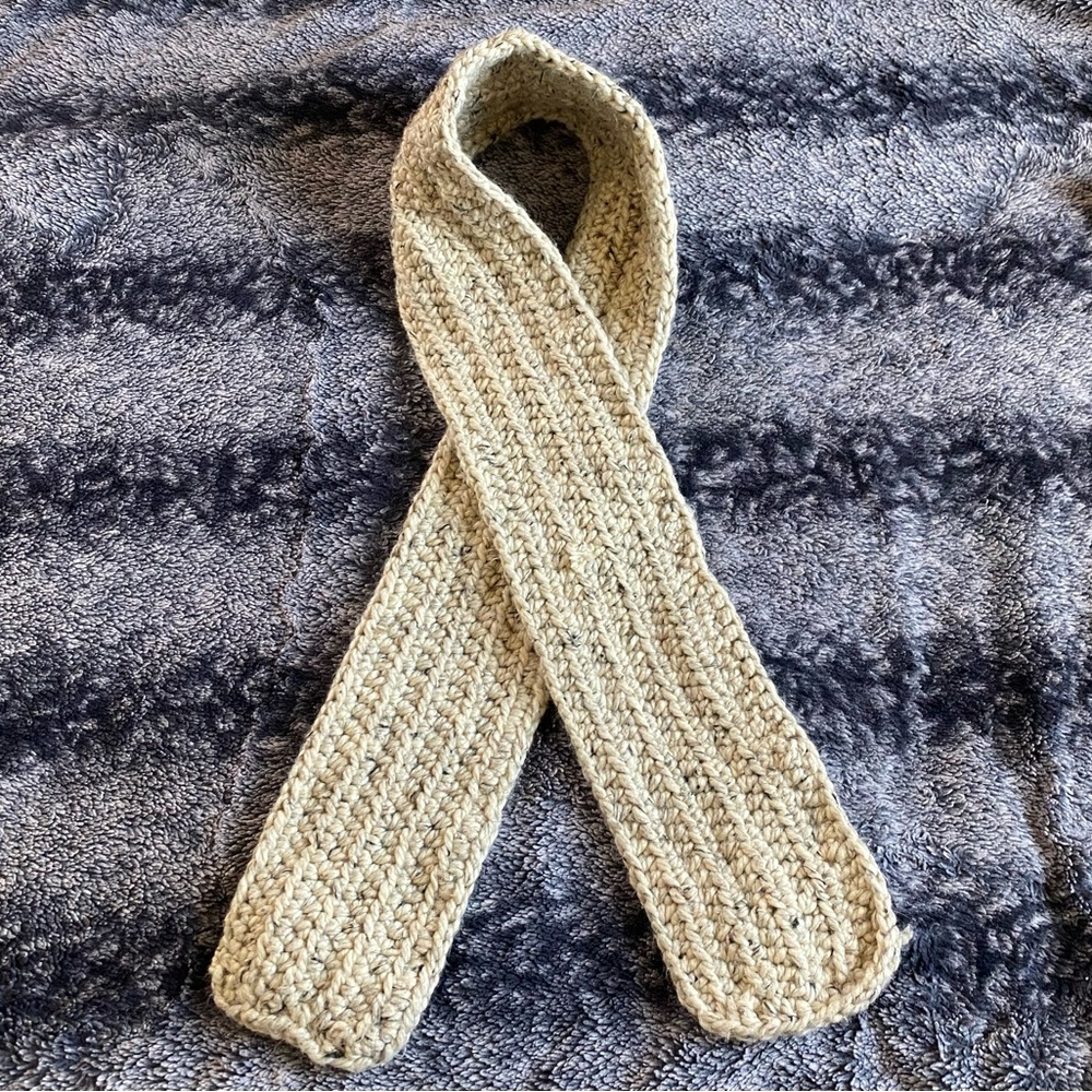 Handmade Women’s Beige Crochet Thick Chunky Knit Scarf